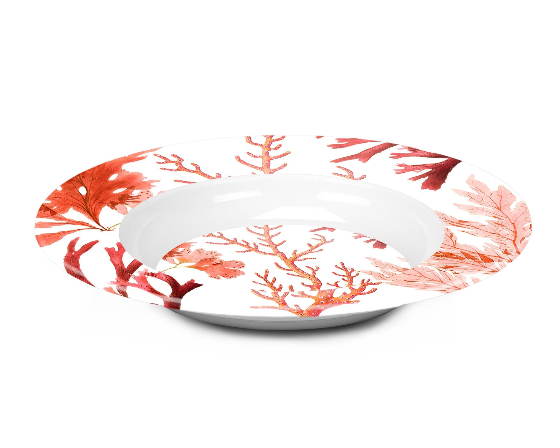 Oceanic Beach Theme Bowls with Sea Coral print in White, pink, orange, red