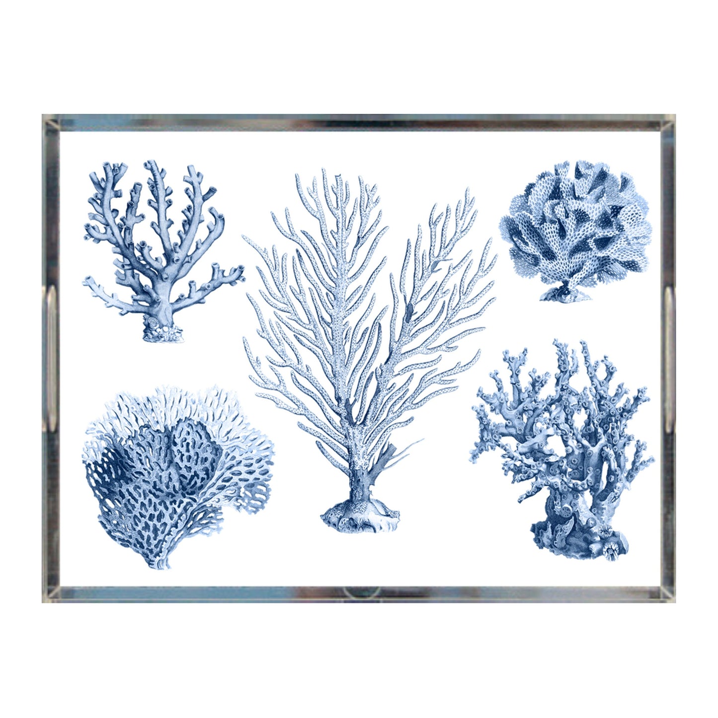 Blue Ocean Coral Acrylic Tray, 8.5 X 11, White