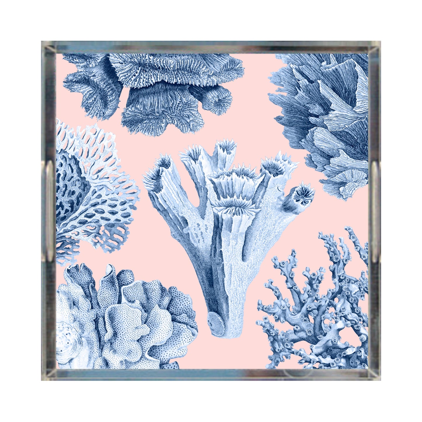 Blue Ocean Coral Acrylic Tray, 12 X 12, Pink