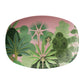 Palm beach serving platter with tropical trees in preppy pink and green