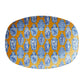Chinoiserie orange, blue and white serving plate with ginger jars print