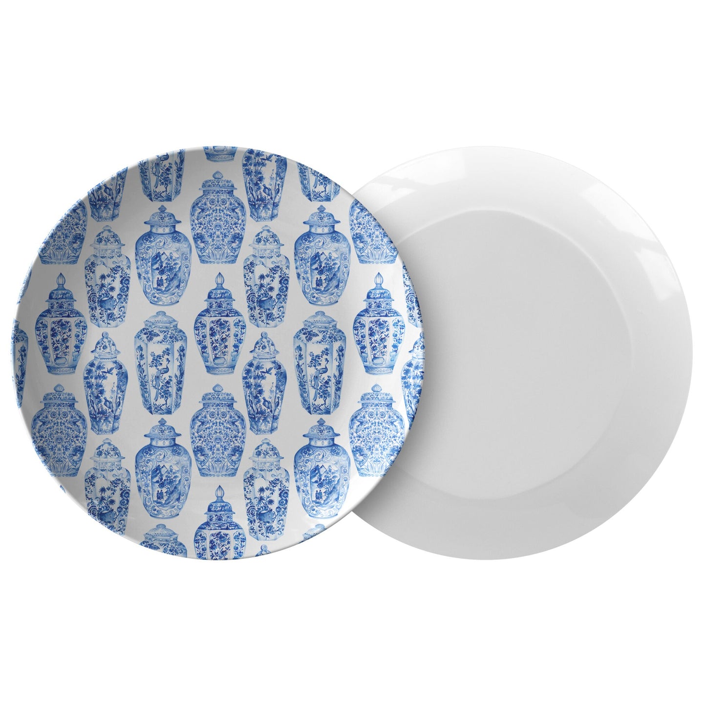 Ginger Jars Plates blue & white Plastic