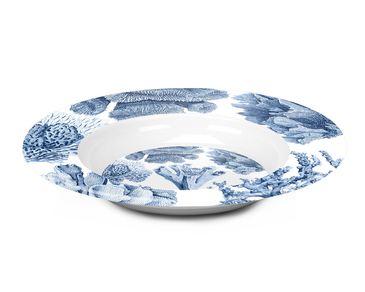 Ocean Coral Bowls, Set of 4, Blue & White, Luxury Thermosaf Plastic