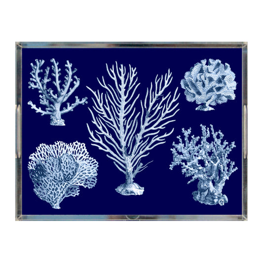 Blue Ocean Coral Acrylic Tray, 8.5 X 11, Navy