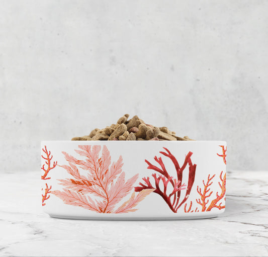 Coral Reef Pet Bowl, Ceramic, White