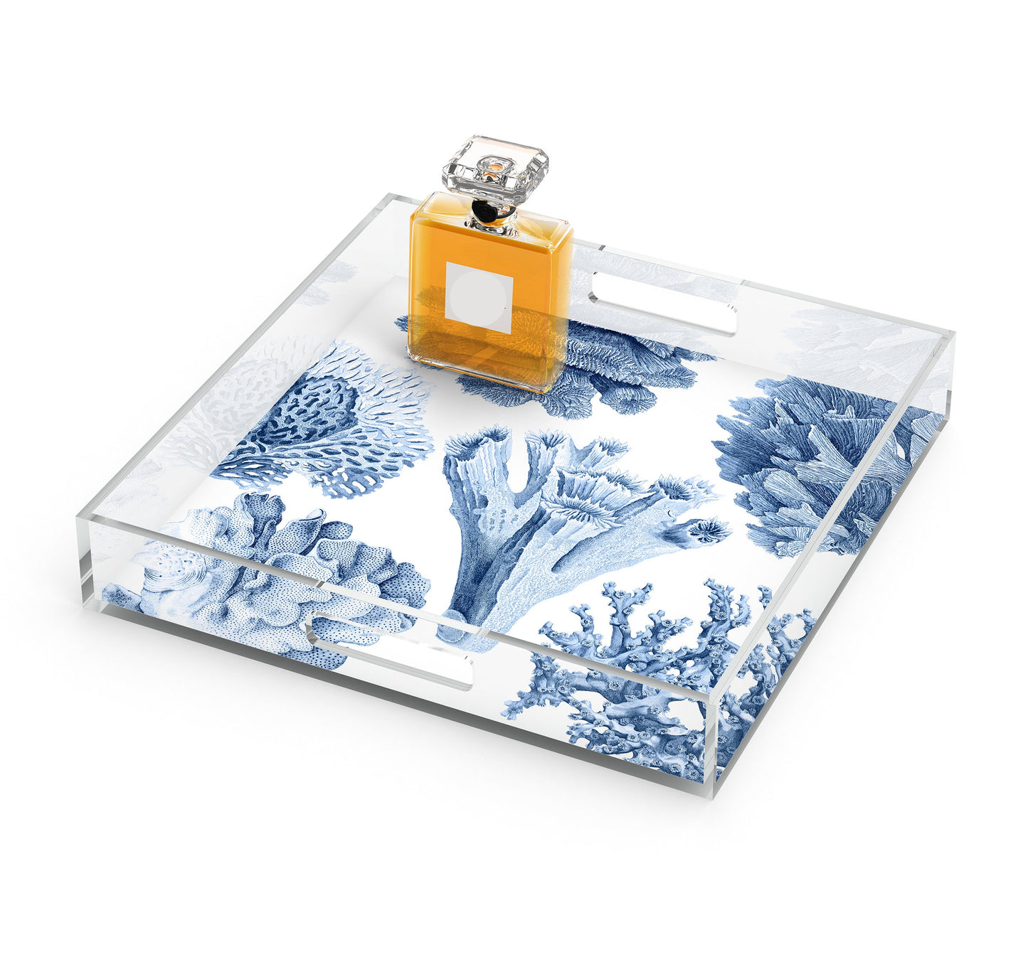 Blue Ocean Coral Acrylic Tray, 12 X 12, White