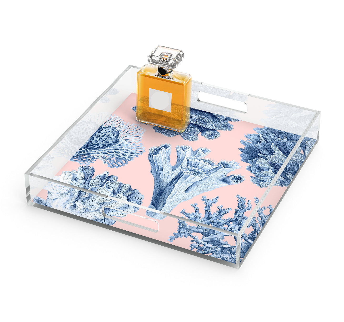 Blue Ocean Coral Acrylic Tray, 12 X 12, Pink