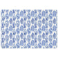 Mat for pet food bowls with blue and white chinoiserie ginger jars print.