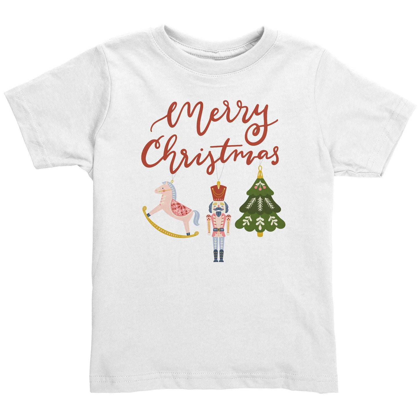Christmas Toddler T-Shirt, Folk Art Ornaments Print