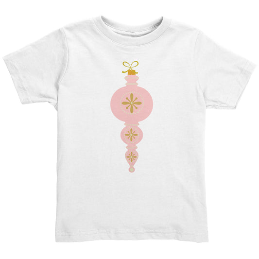 Christmas Toddler T-Shirt, Mid-century Modern Vintage Holiday Ornament, Pink