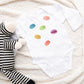 Macaron Baby One Piece Bodysuit, White, Long Sleeve