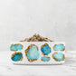 Jewel Encrusted Ceramic Pet Bowl, Aquamarine and Gold