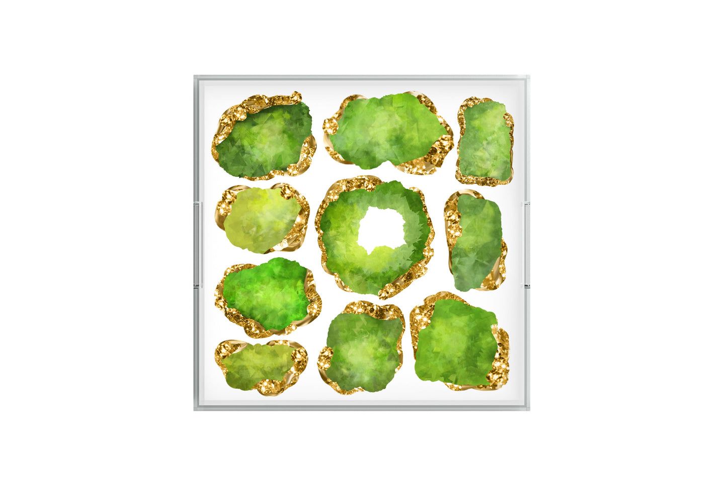 Green Peridot Jewel Encrusted Tray, 12" x 12", Acrylic