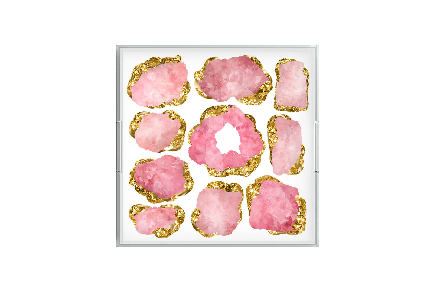 Rose Quartz Jewel Encrusted Tray, 12" x 12", Acrylic