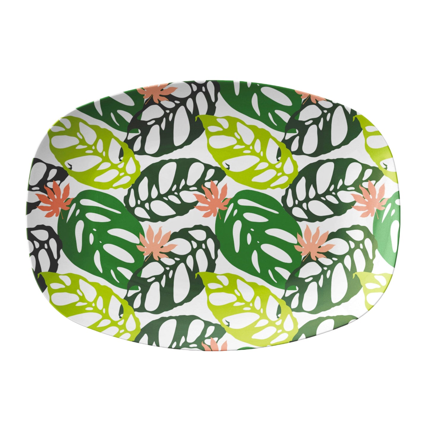 Monstera Leaves Platter, Green, Luxury Thermosaf Plastic