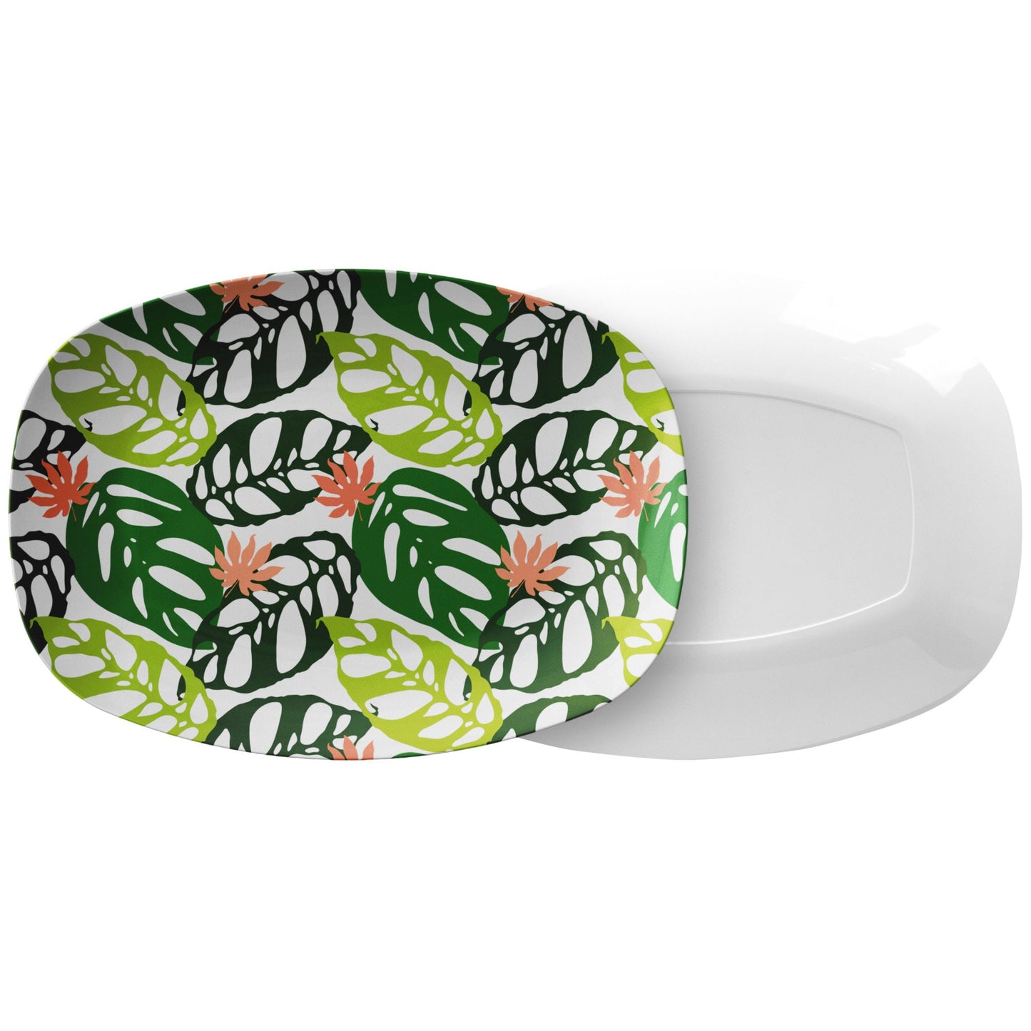 Monstera Leaves Platter, Green, Luxury Thermosaf Plastic