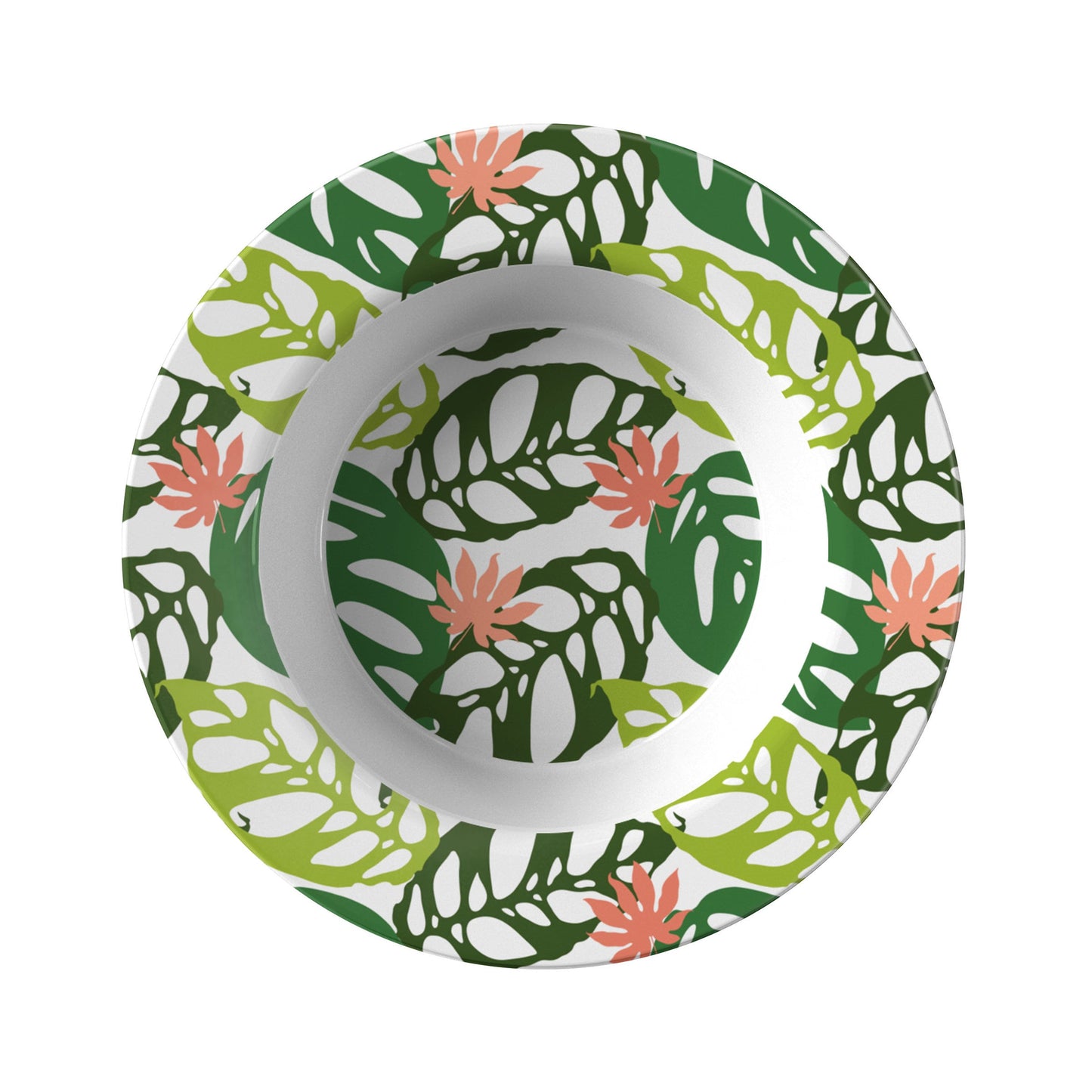 Monstera Leaf Bowls, Set of 4, Green, Luxury Thermosaf Plastic, 8.5"