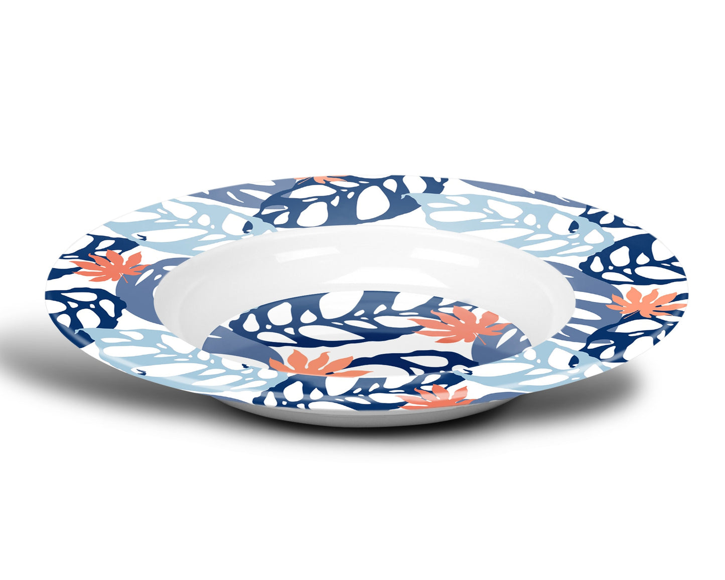 Monstera Leaf Bowls, Set of 4, Blue, Luxury Thermosaf Plastic, 8.5"