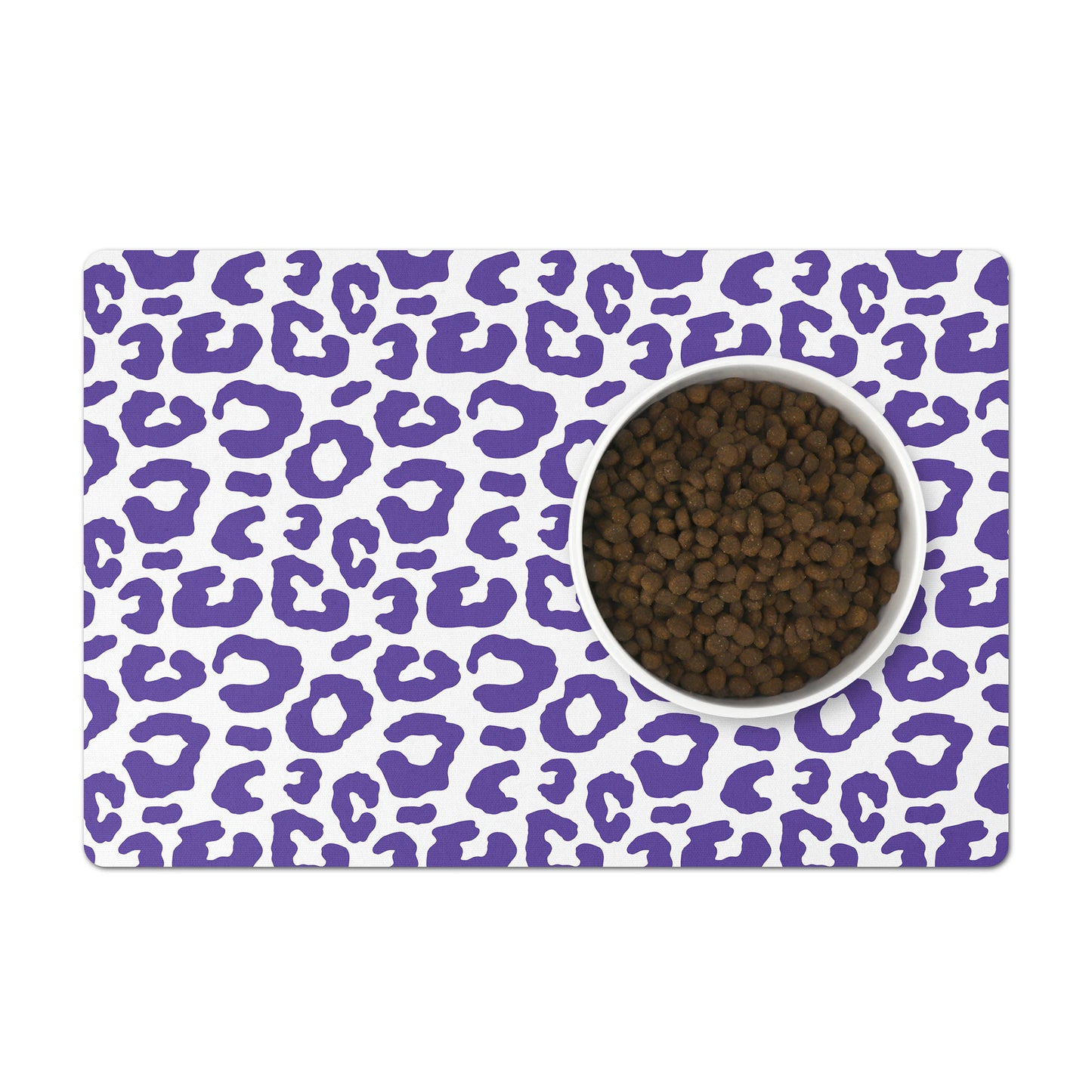 Pet Feeding Mat, Leopard Print, Purple Grape and White