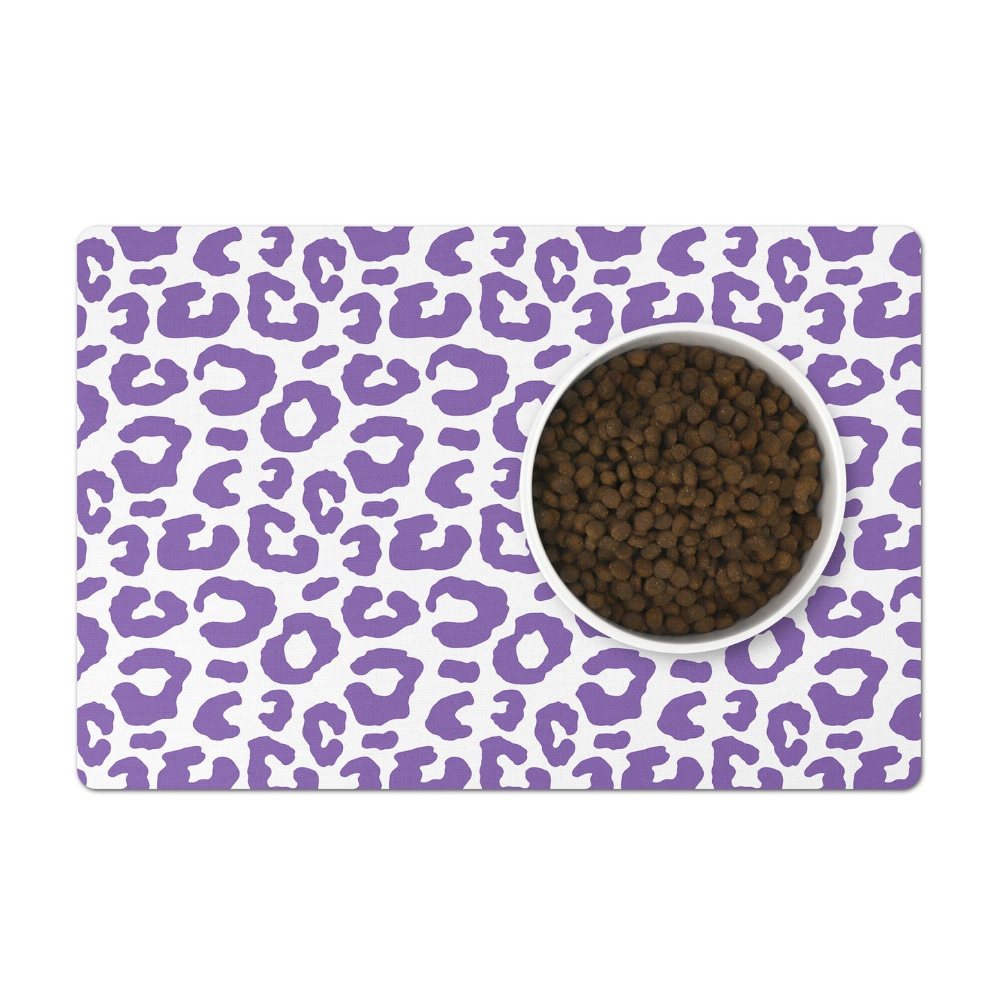 Pet Feeding Mat, Leopard Print, Lavender and White