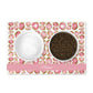 Personalized pet bowl mat has pink and gold printed gemstone jewels. Add any name or word for a unique and custom pet gift.