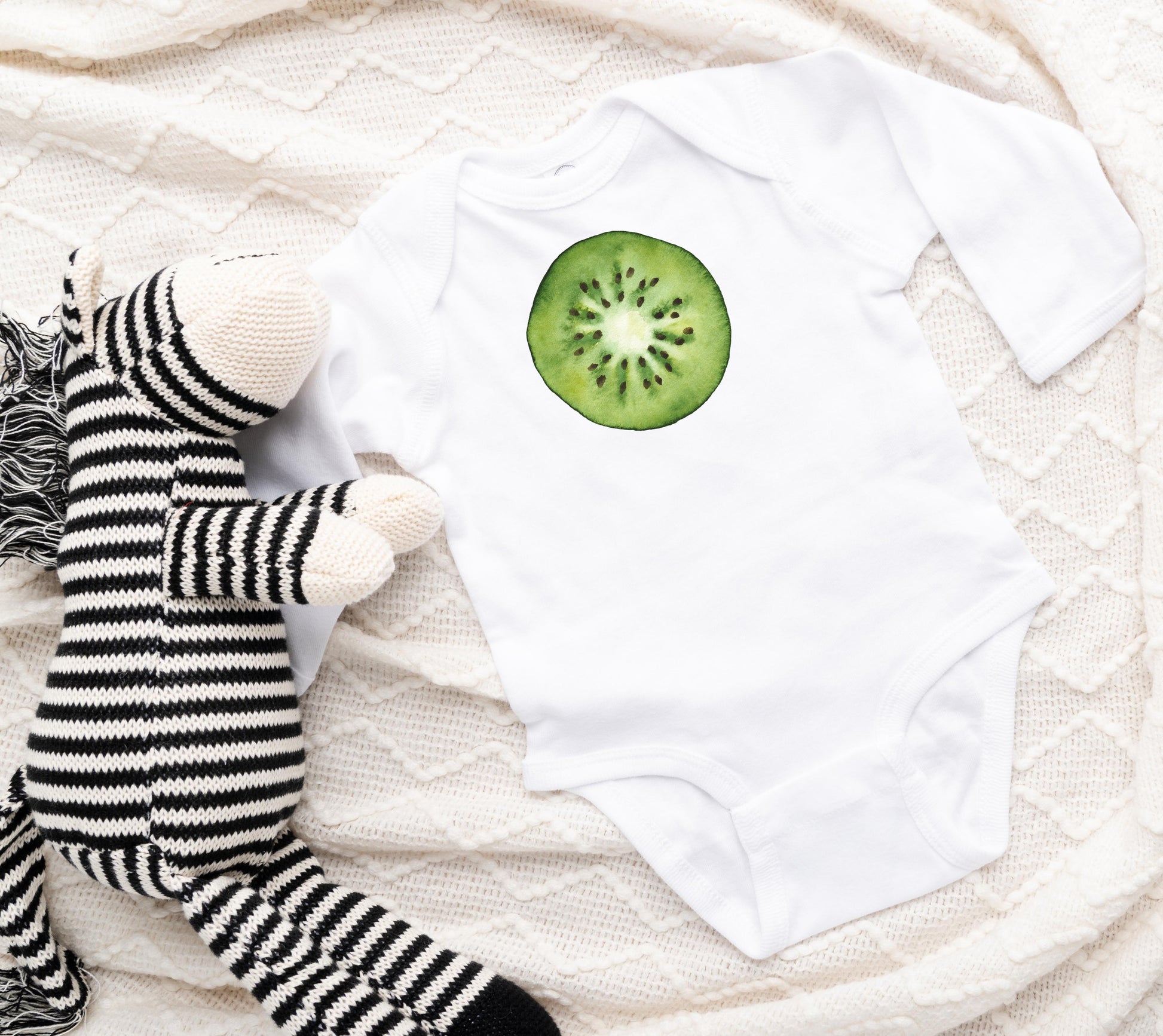 Kiwi Fruit Print Baby One Piece Bodysuit, Newborn Apparel 