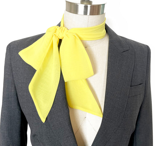 Lemon Yellow Chiffon Neck Bow Scarf, Neck Tie, Skinny Scarf