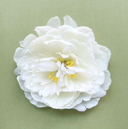 White Peony Flower Pin Brooch