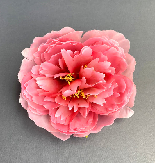 Large Pink Peony Flower Brooch Pin 