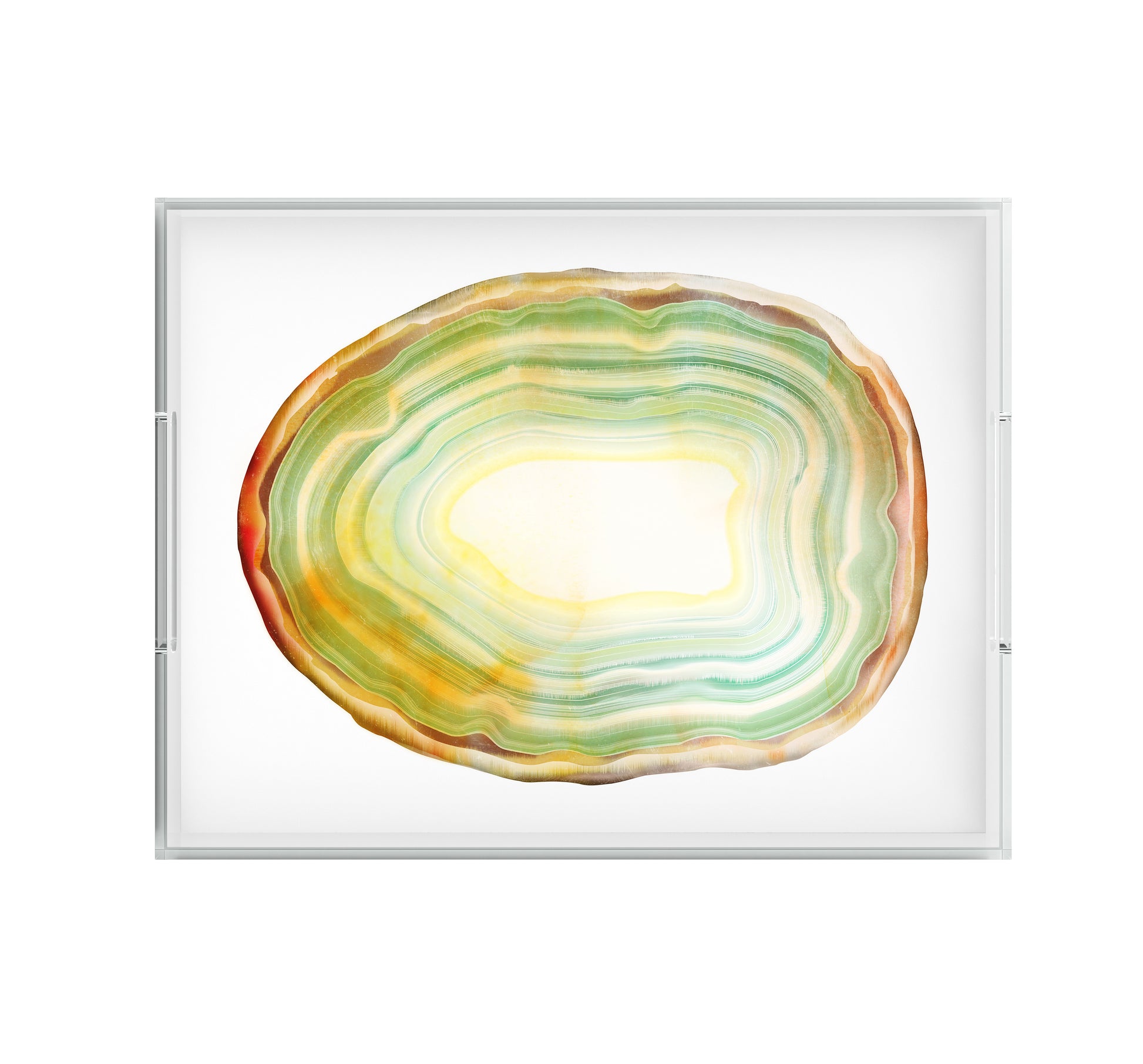 Sage Green Agate Slice Acrylic Lucite Trays, 2 Sizes