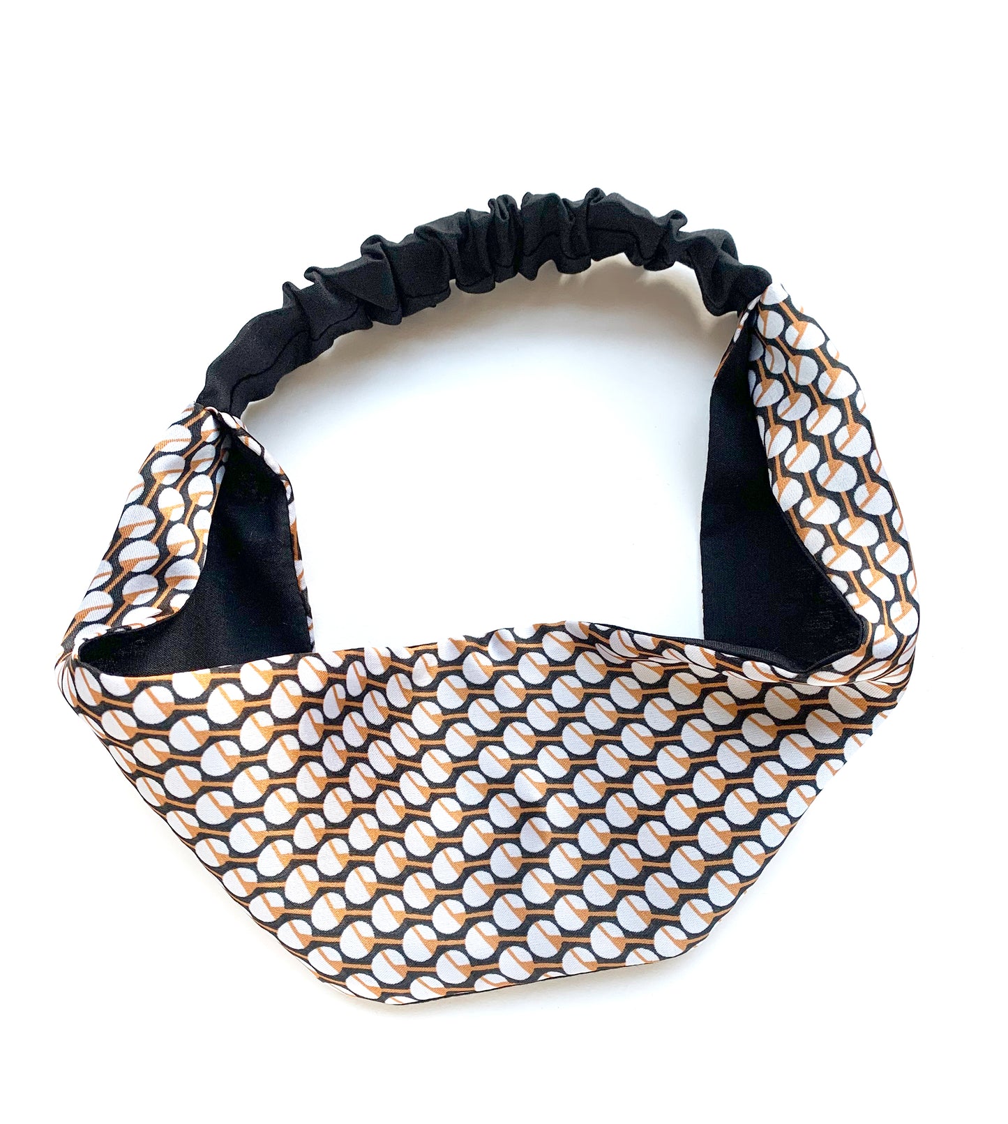 Women's Mod Geometric Print Wide Satin Headband with Elastic