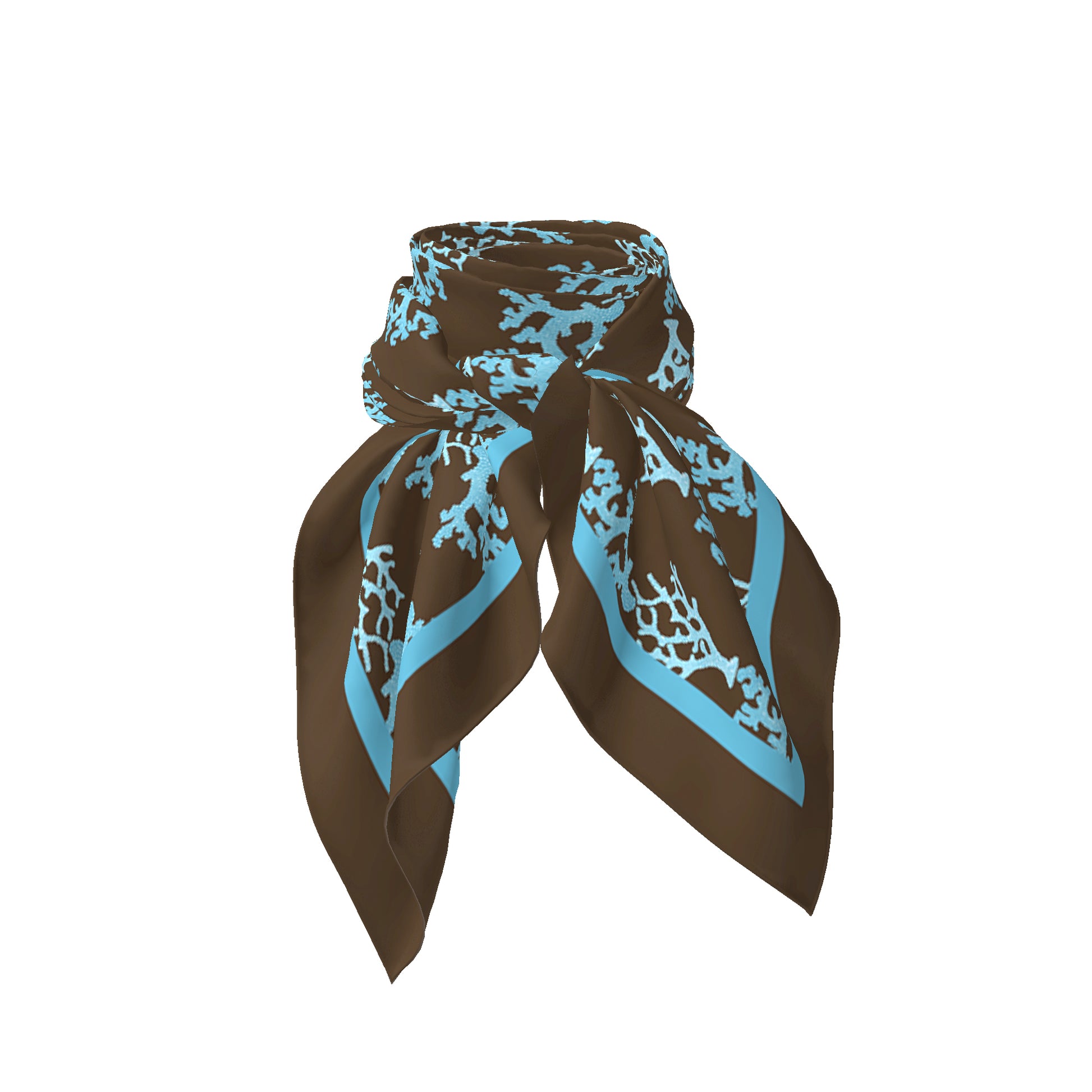 Sea Coral Branch Satin Scarf for Women