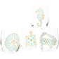 Hand painted wine glasses with sea life: sea horse, crab, turtle and sand dollar in aqua blue and gold