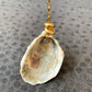 Drop Pendant Oyster Seashell Necklace with Brass Rings, 18K Gold Plated