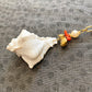 White Conch Seashell Necklace with Pearl, Red Coral & Gold Quartz Beads Handmade Jewelry One of a Kind