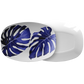 Monstera Leaves Serving Platter, Navy Blue & White, Luxury Plastic