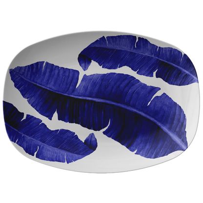 Banana Leaf Serving Platter Indigo Royal Cobalt Blue