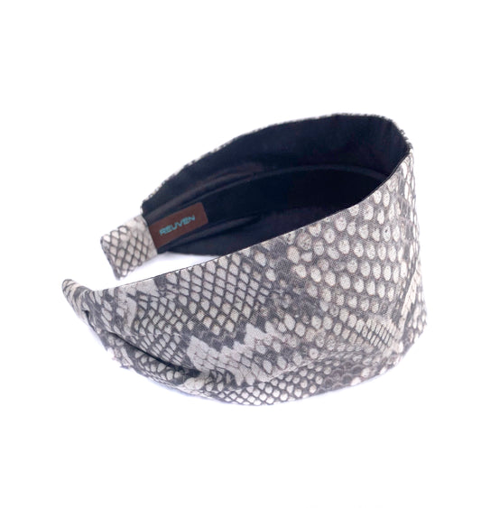 Women's Snakeskin Print Wide Structured Headband, 3"W